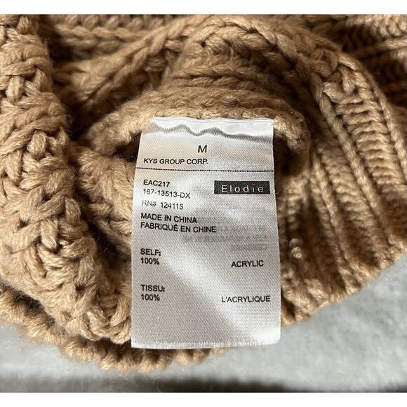 Elodie Oversized Fawn Brown Sz M Ribbed Balloon Sleeve Chunky Sweater Cozy Bulky - Picture 14 of 14
